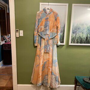 Don Louis Vintage Marbled Chiffon Gown